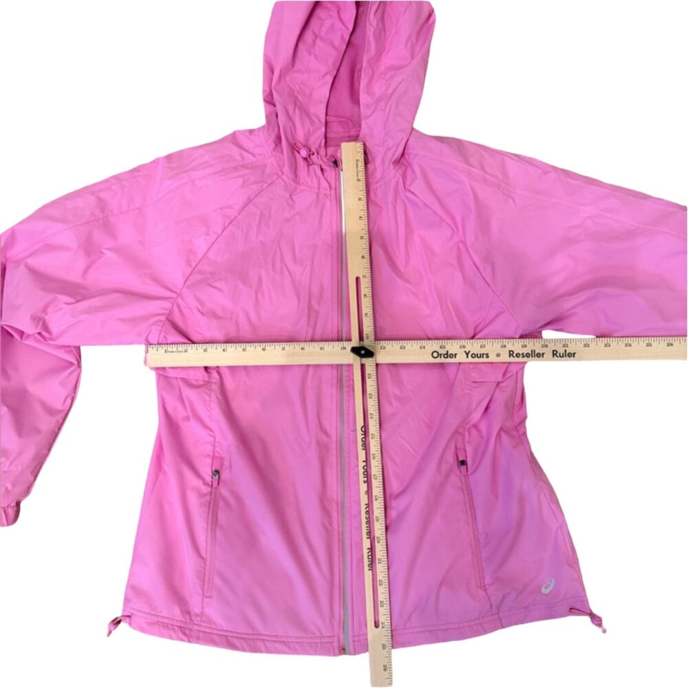 ASICS Pink Hooded Mesh Zip Pockets Windbreaker Reflective Jacket sz L NEW No Tag - Picture 5 of 12